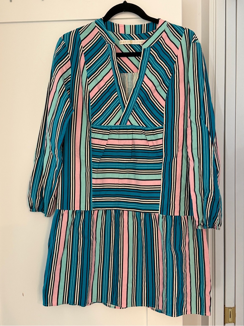 Marie Oliver Petra Paneled Striped Dress